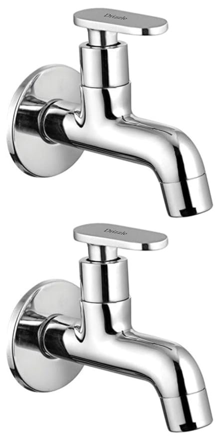 DRIZZLE SOL101-2 Solo Bib Cock Brass | Chrome Plated | Quarter Turn | Foam Flow (Combo of 2 Pieces)