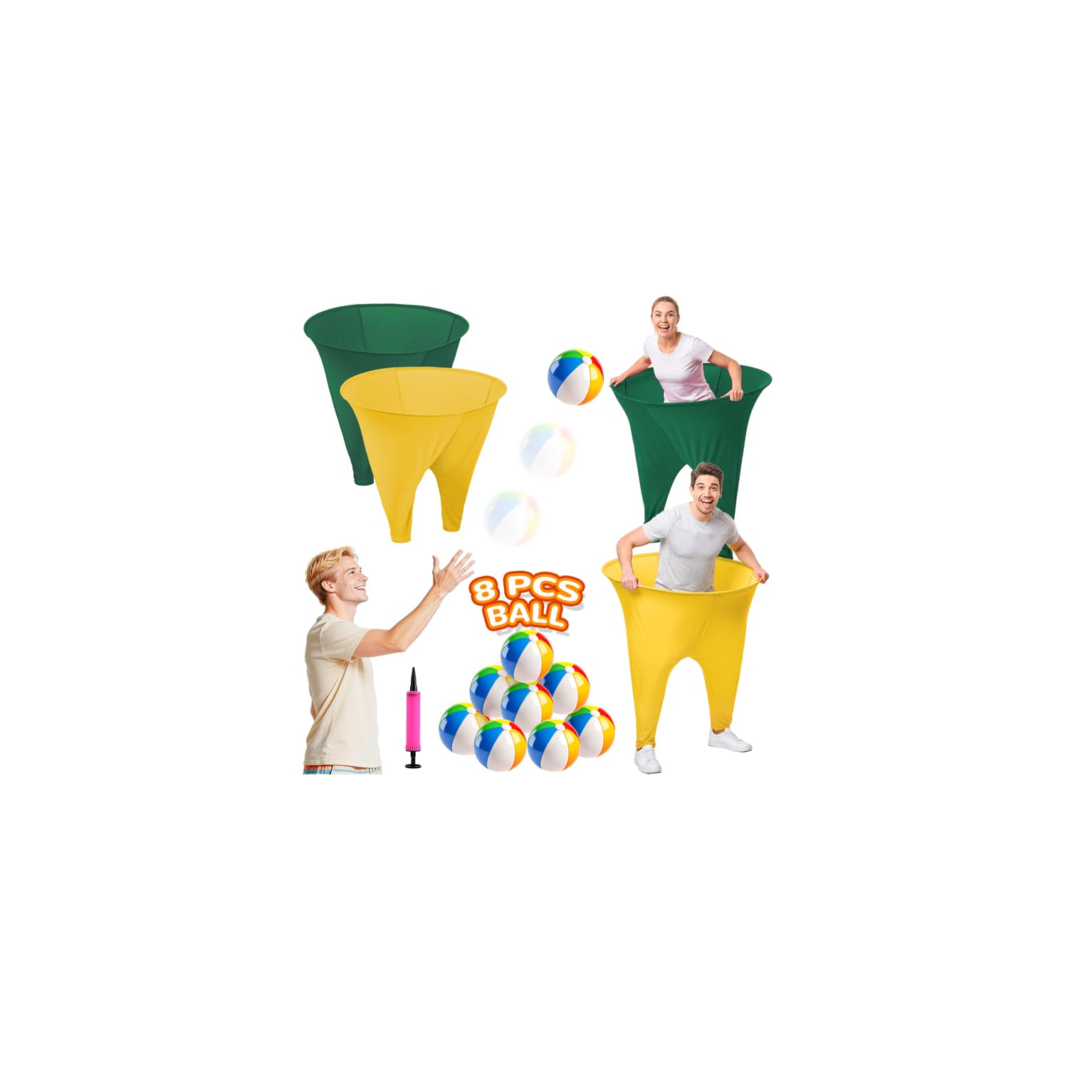 ROMANKAS Granny Pants Outdoor Game Ring Toss Game Set Granny Pant Yard Game with 8 Bouncy Balls and 1 Air Pump (Random Colors) 2 Pack Grandma Pant Games Adult Granny Pants Games for Backyard Party