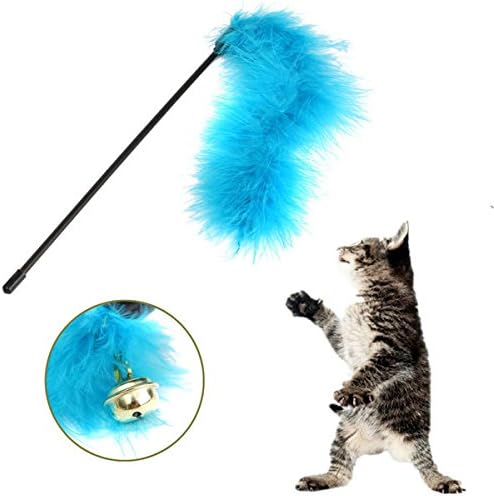 Pet Cat Turkey Feather Teaser Cat Toy Teaser With Bell