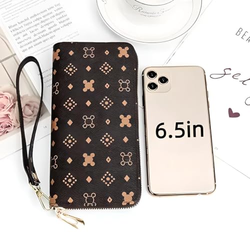 Card Wallets for Women Ladies Credit Card Holder RFID Blocking Small Card Holder Zipper Wallet Leather Coin Purse (Starry Coffee)4