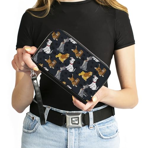 Buckle-Down Women's PU Zip Around Wallet Rectangle-Disney Dogs Collection, 7.5"x4.5"4