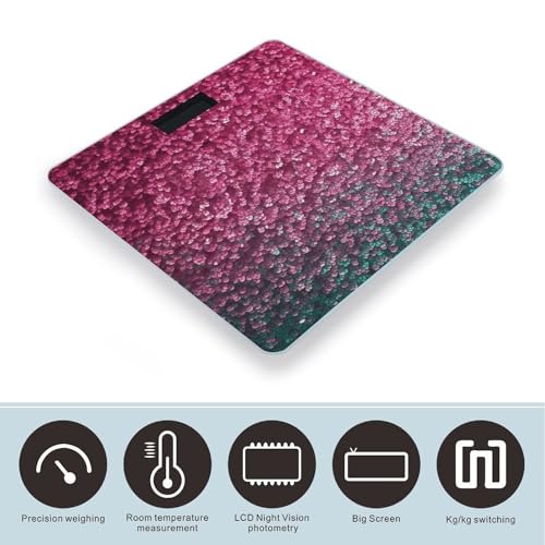 Báscula digital rosa con glitter y pantalla LCD retroiluminada miniatura 3
