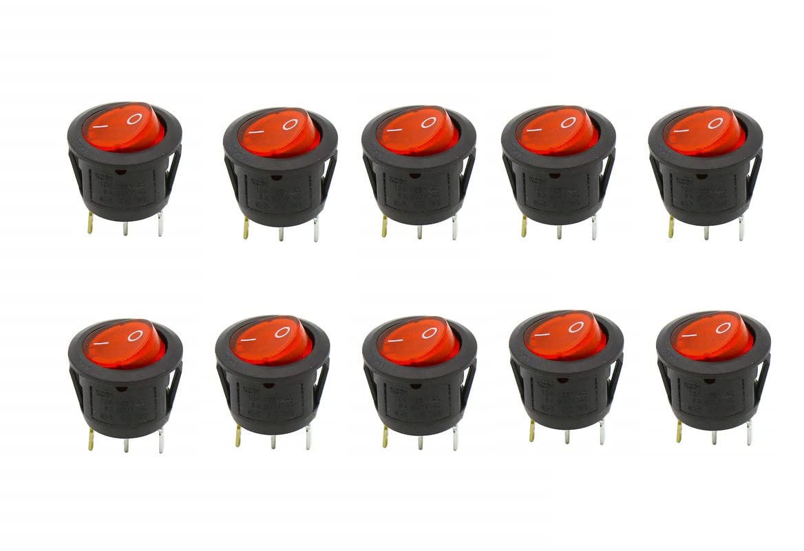 CARE N TOUCH PACK OF 10 Red Light SPST 3-Pin ON/Off Round Boat Rocker Switch AC 6A 250V 10A 125V (B0BZMFFM1P) Amazon Price History, Amazon Price Tracker