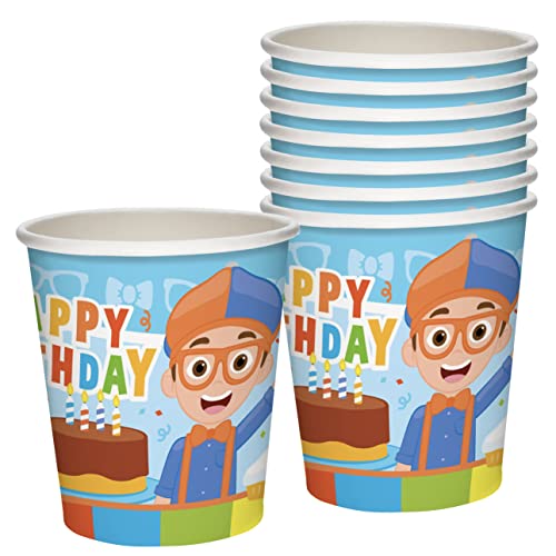 Treasures Gifted Officially Licensed Blippi Birthday Decorations - 9oz Paper Cups 16ct - Blippi Party Supplies - Disposable Party Cups for Kids