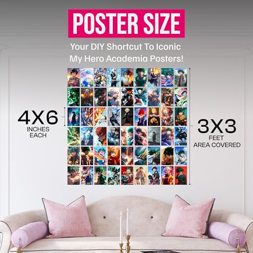Image of My Hero Academia Poster Collage Set of 54 (4x6 Inch) - Premium Anime Prints Featuring Deku, Bakugo, Todoroki, All Might & More | Wall Art for MHA Fans, Collectors & Gift for Anime Lovers