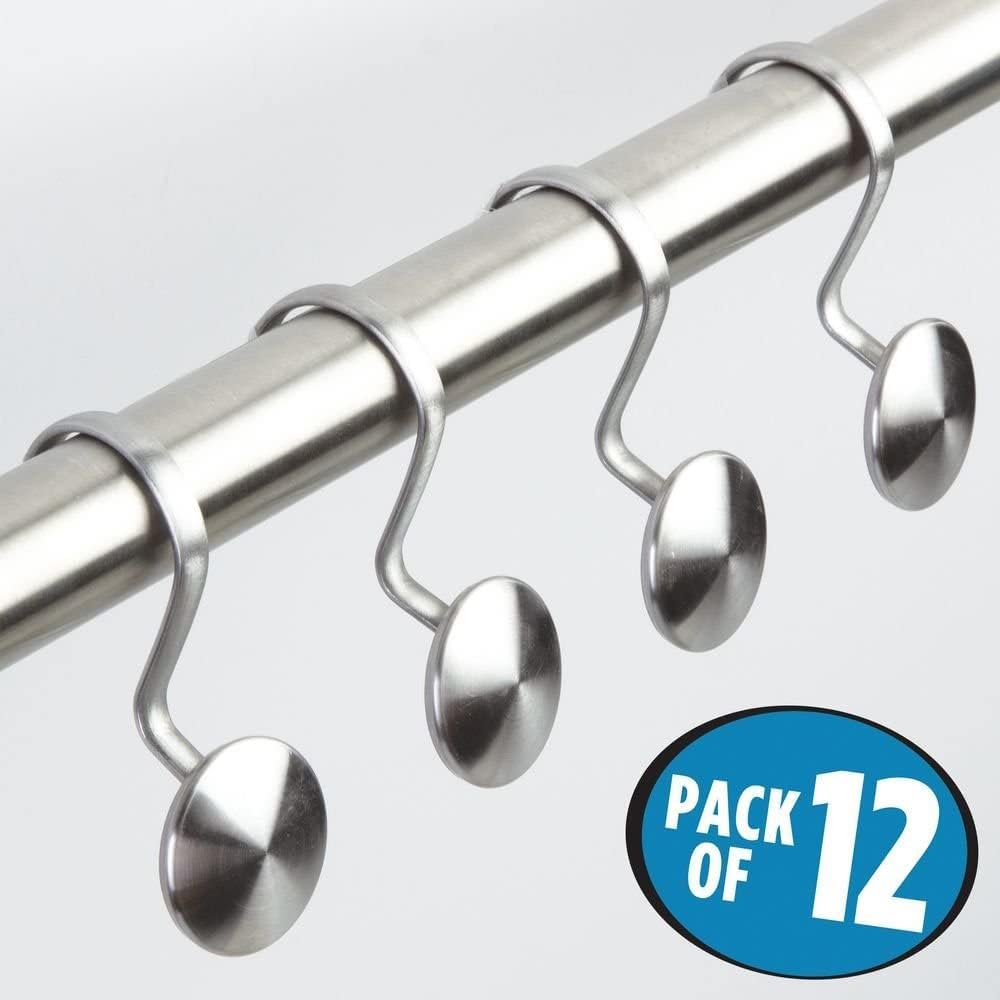 InterDesign Forma Shower Hooks, Brushed Steel, Set of 12