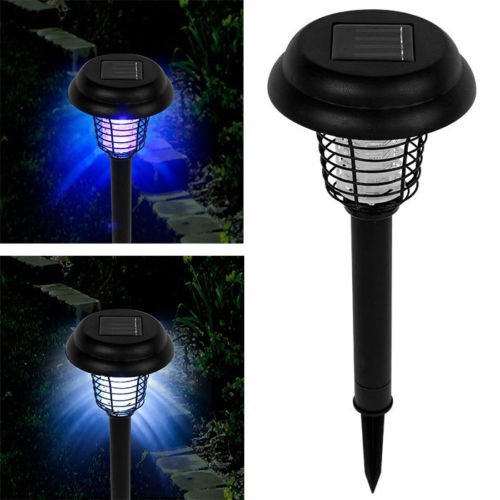 Solar Powered LED Light Pest Bug Zapper Insect Mosquito Killer Lamp Garden Lawn