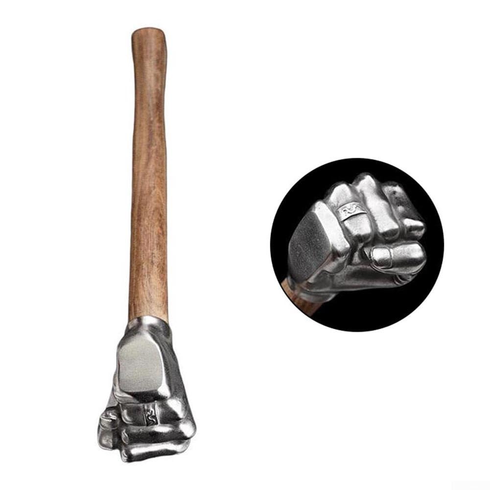 Marteau de poing décoratif en acier inoxydable avec poignée en bois antidérapante, outils à main, outil de quincaillerie pour les tâches légères (marteau de poing)