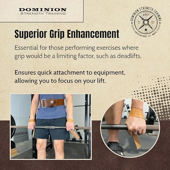 Closed Loop Lifting Straps, Premium Top Grain Vegetable Tanned Leather - Ultimate Grip Assistance for Heavy Pulls and Weightlifting