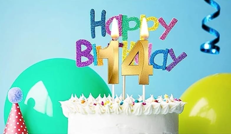 Image of Number Candles 3 inch for Birthday, Wedding, Engagement, Valentines Day Celebration, Theme Party Cake Decoration Gold (Numerical No 14 or 41)