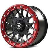 Bullite Wheels BT-05 Rider 15in UTV ATV SXS Beadlock Rims 15x7 Gunmetal Gray and Red, 4x156 Bolt ...