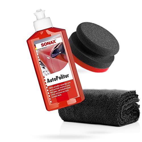 detailmate SONAX Handpolier Set - SONAX Autopolitur für Bunt- und Metalliclacke 250ml +...