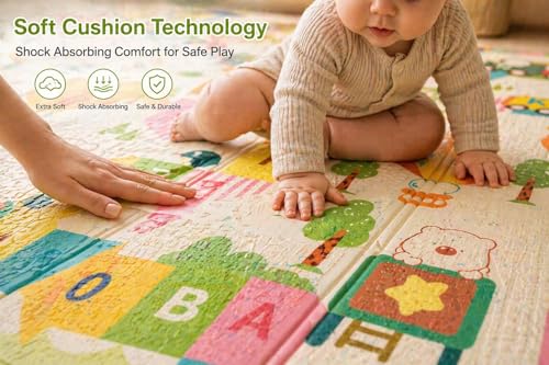 Image of WENGTY Extra Large Reversible Baby Play Mat, BPA Free Learning & Crawling Foldable Foam Mat (150X200 CM 8MM Thickness) (Alphabet)