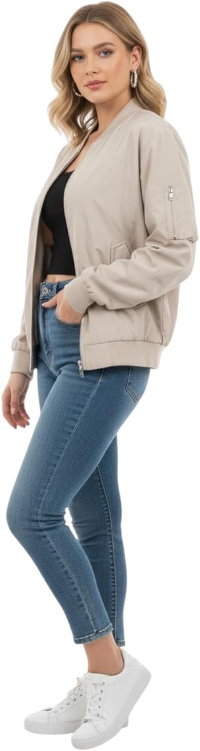 ToBeInStyle Women's Oversized Fully Lined Bomber Jacket with Pockets - Image 4
