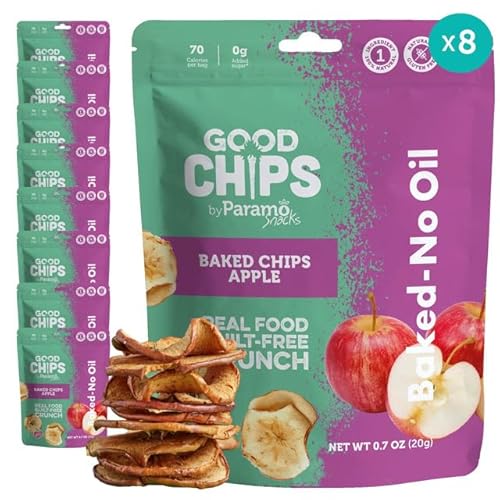 Baked Apple Chips by GOOD CHIPS! Crispy, Crunchy, Oil-Free, Healthy