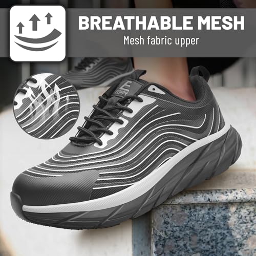 Unisex Adults Work Shoes - Black - All Seasons - Industrial & Construction - Lace-Up - Mesh - Moderate Cushioning - Hiking - Adults (Men & Women) Outdoor Enthusiasts & Athletes4