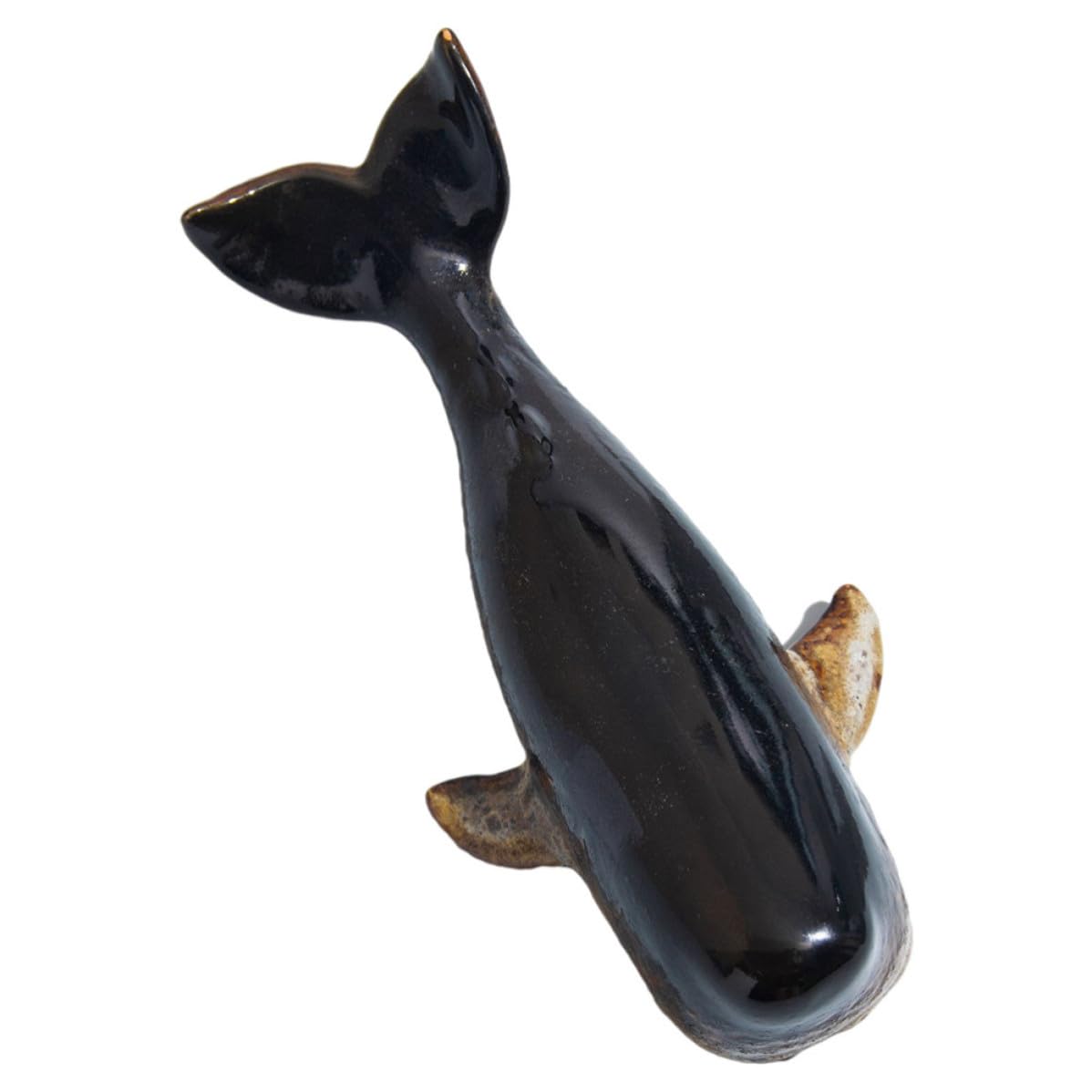 Statuetta Balena Decorativa Nera in Ceramica, 1 Pezzo | Design Creativo Simulato, Superficie Liscia, Posa Stabile per Arredo Casa e Mobili