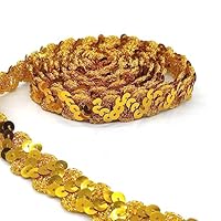 Hayaww 15 Yards 15mm Pailletten Bänder, BauchtanzgüRtel Paillettenband Paillette Paillette Trim Paillettenband Glitzer Borte Aus Dekoband FüR Diy NäHen KostüMe Handwerk Verzierungen (Gold)