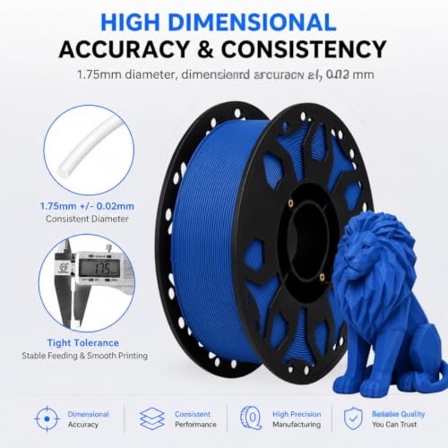 Image of FILAMONT PLA+ 3D Printer Filament 1.75mm, High Strength & Low Warp Printing Material, Dimensional Accuracy ±0.02mm, Vacuum Sealed with Desiccant, 1kg Spool (Blue)