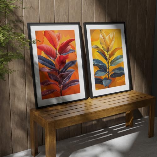 Image of COLOSSAL ART HOUSE Wall Art Set of 2 - 10x13 inch Framed Paintings for Living Room, Bedroom & Home Decor - Modern Wall Decoration for Interior Spaces, Aesthetic & Stylish Design Brown