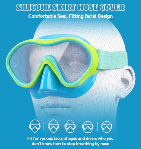Aegend Kids Swim Goggles Snorkel Diving Goggles with Nose Cover for Kids 3-15, Knitted Fabric Strap, Anti-Fog No Leak - image 8