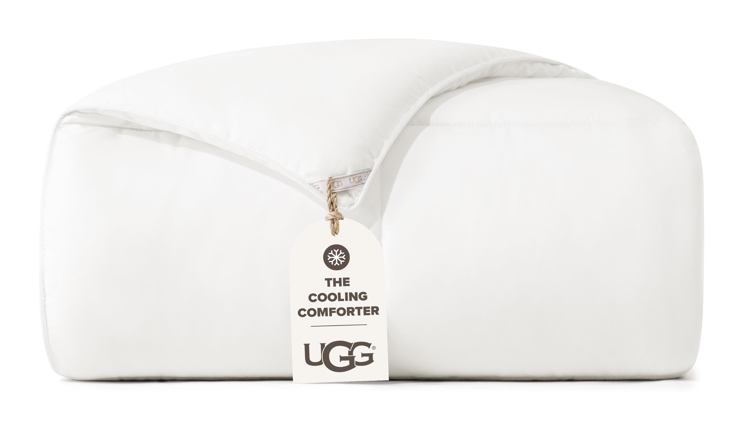 UGG Danielle Doppel-Bettdecke, kühlend, leicht, Daunen-Alternative, hypoallergen, maschinenwaschbar, gesteppt, flauschig, mit Ecklaschen für Bettbezug, Doppelbett, Hellweiß