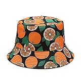 Ceoon Unisex Banana Lemon Pineapple Avocado Orange Fruit Print Bucket Hats Sun Hat for Womens (Orange)