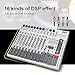 G-MARK GMX1200 DJ Mixer 12 Channel Professional Audio Mixer USB Mixing Console Music Studio 8 Mono 4 Stereo 7 Band EQ 16 Effect Podcast Streaming Audio Interface