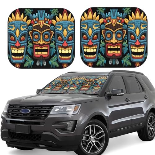 Parasoles plegables para coche Tiki evitan el calor en el volante de camiones y sedán