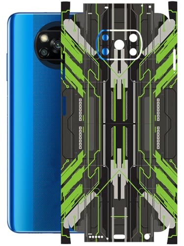 Image of AtOdds - Full Body Back Screen Guard Protector Film - Lamination Wrap Skin Sticker Compatible with Poco X3 PRO | Scratchproof Matte Finish (Cyber Green)