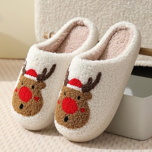 Xivyui Christmas Elk Slippers - Comfortable Home Warm Plush Women's Slippers2