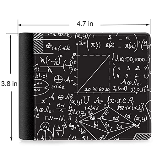 (Mathematical Handwritten Formulas, Equations-1 Front Pocket Slim Bifold Leather Wallet RFID Blocking with ID Window for Men2