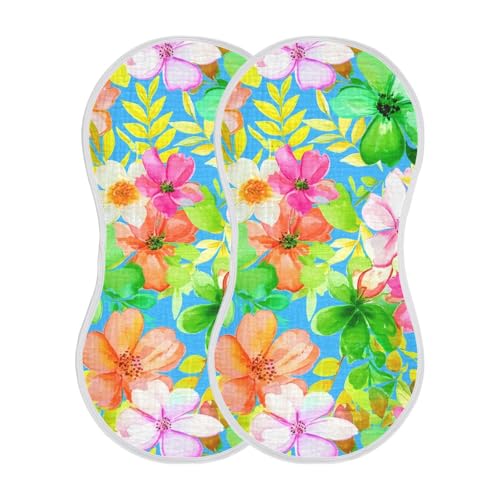 Watercolor Flower Green Burp Cloths for Babies Burp Rag Cotton Spit Up Rag for Newborns Babies Girls