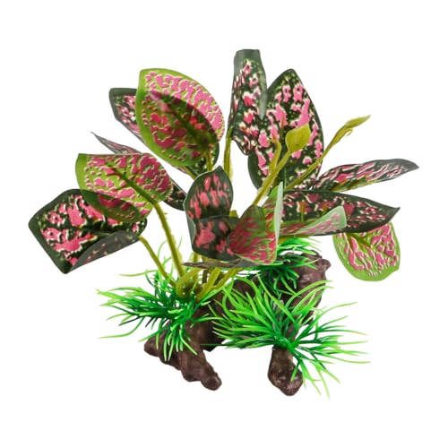 Laroal Lot de 2 plantes artificielles pour reptiles, accessoires pour reptiles, plantes de terrarium, décoration d'aquarium, plantes pour aquarium, habitat d'amphibiens, cachette