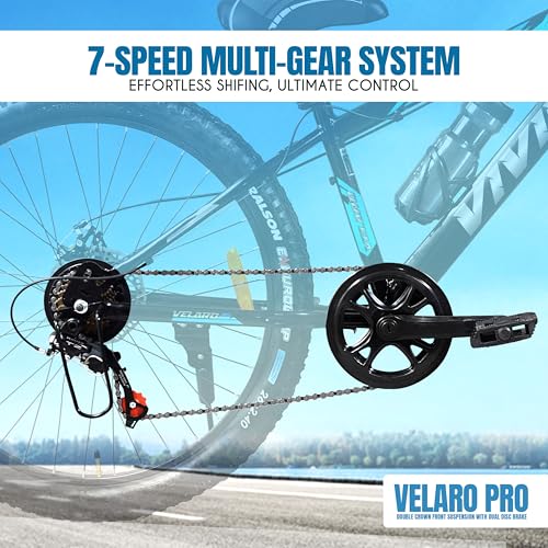 Image of Leader Vivid Velaro Pro Double Crown Suspension 26T 7 Gear Cycle for Men | Strong Steel Frame & Dual Disc Brakes with Mega Hub | MTB Bicycle for Off-Road & City Riding Ideal for 13+ Yrs - Black