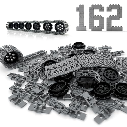 162PCS Technical Tank Track & Wheel Set Treads Chain Links Tank Robot Sleigh Car Motorcycle Toy...