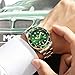 FANMIS Mens Luxury Watches Ceramic Bezel Mineral Glass Luminous Quartz Silver Gold Two Tone Stainless Steel Watch (Gold Green)