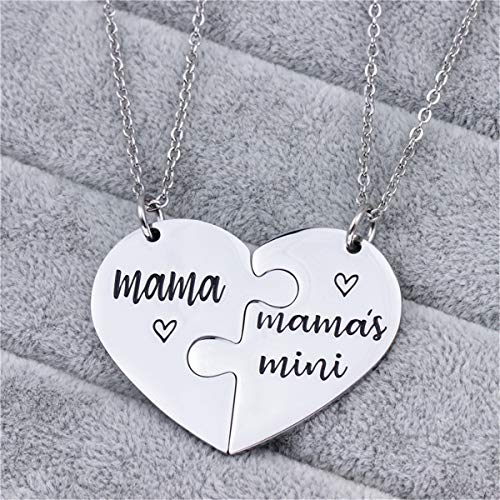 Nanafast Mother Daughter Necklaces Stainless Steel Matching Heart Necklace Set Gifts for Dad Mom and Daughter4