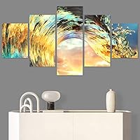 SIGNWIN 5 Panel Canvas Wall Art Modern Art Landscape Multicolor Photography Relax/Calm Rocky Romantics for Home Decorations Ready to Hang - 60