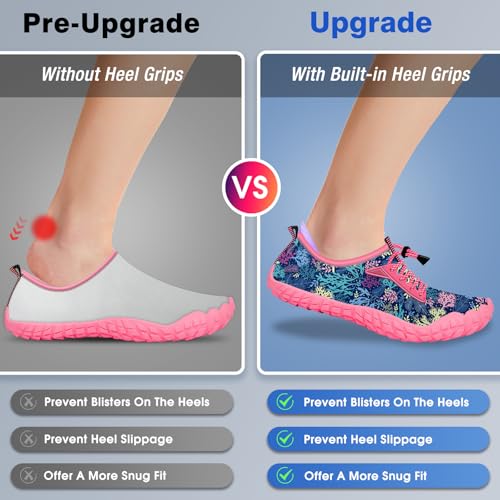 Image of Built-in Heel Grips Water Shoes for Kids Girls Boys Hiking Wide Barefoot Swim Beach Pool Big Kid