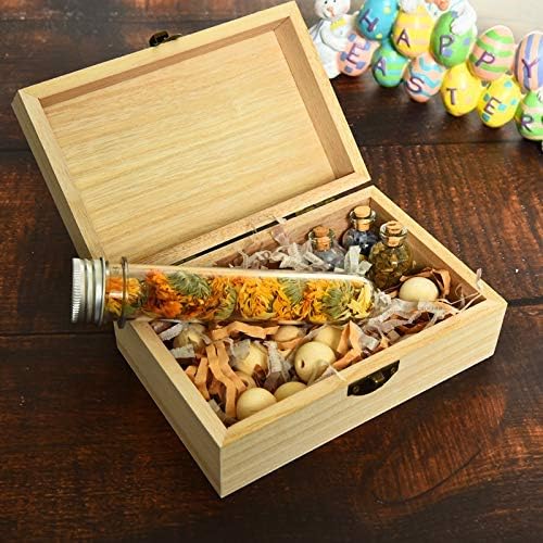 Rocinha 6pcs Large Unfinished Wooden Box Rectangle Keepsake Box Stash Boxes with Hinged Lid for DIY Easter Arts Hobbies, Jewelry,6x4x2.3Inch