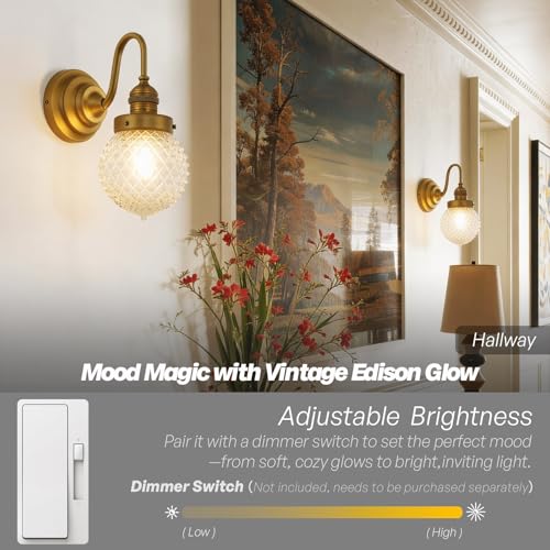 Image of Brass Gold Wall Sconce Clear Glass Bathroom Vanity Light