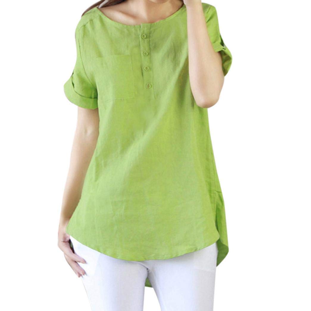 Dubocu Women's Summer Casual Short Sleeve Loose T Shirt Cotton Linen Blouse Tops