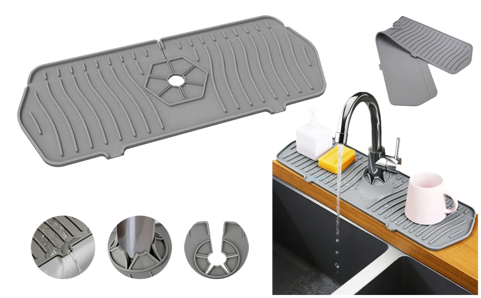 Tapis de robinet pliable pour évier et plan de travail au sec