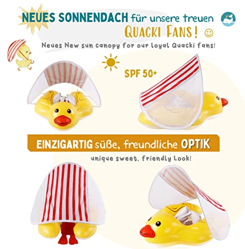 EDWEKIN® Premium Baby Schwimmring mit Sonnendach | Süßer Enten-Schwimmreifen mit UV-Schutz 50+| Schwimmhilfe & Baby Float für Kinder von 3–36 Monaten | Jetzt Wieder verfügbar!