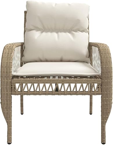 Miniatura 8 de Modern 4-Piece Patio Sofa Set with Beige PE Rattan, Powder-Coated Steel Frame and Tempered Glass Tabletop for Outdoor Seating and Relaxation in