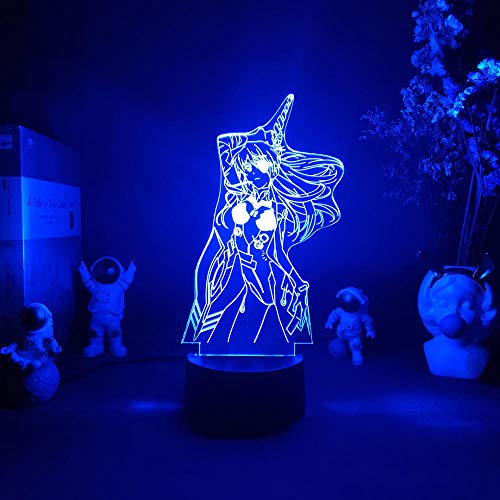 3D Illusion Lampe LED Nachtlicht Figur Anime Asuka Langley Soryu Visuelle Nachttischlampe Otaku Dekoration Schlafzimmerbeleuchtung USB Flashing Rgb Mit Touch Sensor Touch Cover