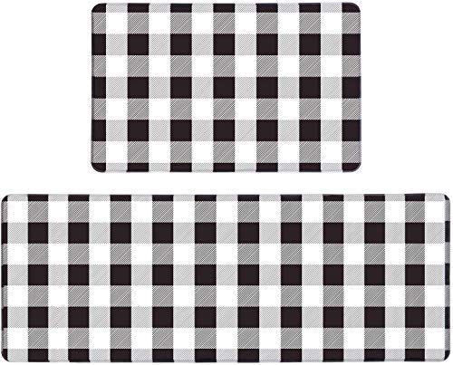 Pauwer Anti Fatigue Kitchen Mat Set of 2 Farmhouse Kitchen Rugs Cushioned Non Slip Kitchen Rugs and Mats Waterproof Anti Fatigue Mat for Kitchen Floor Comfort Standing Mat Kitchen Runner Rug