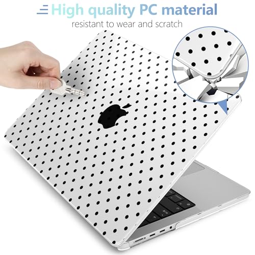 Image of MEEgoodo Case for MacBook Pro 14 inch (M5 /M4 /M3 /M2 /M1) Pro /Max 2026 2025 2024 2023 2021, Laptop Case Fit Model A3427 /A3426 /A3434 /A3112 /A3401 /A3185 /A2918 /A2992 /A2779 /A2442, Poka Dot Black
