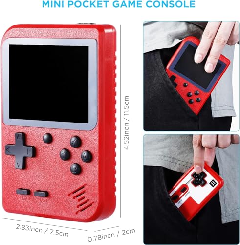 Yumcute Handheld Games Console Portable- Mini Retro Game Console with 500 Classical FC Games Support for Connecting TV & Two Players, 3 -Inches Screen 1020mAh Rechargeable Battery, Gift for Kids Adult - Image 4